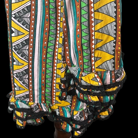 Almatrichi Multicolor Abstract design Long sleeves tunic top with ruffles NWT - Picture 7 of 14